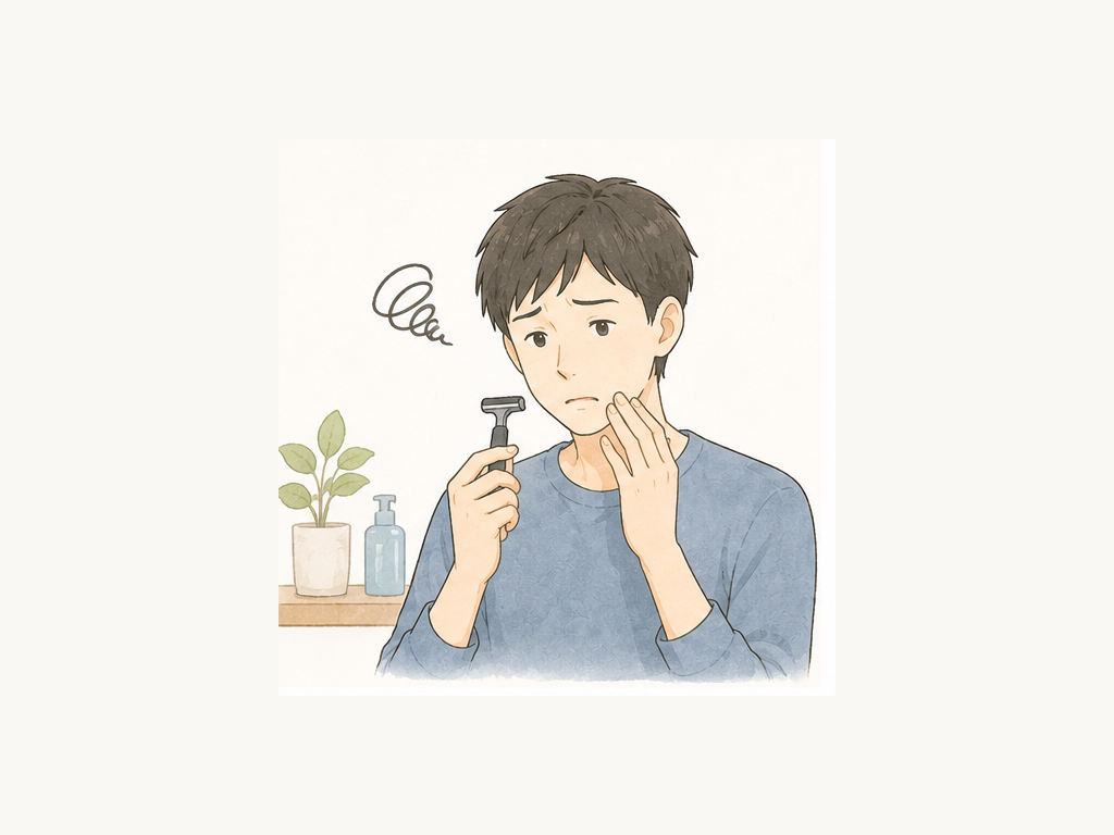 毎日の髭剃りや毛のケアが負担になっているイメージ